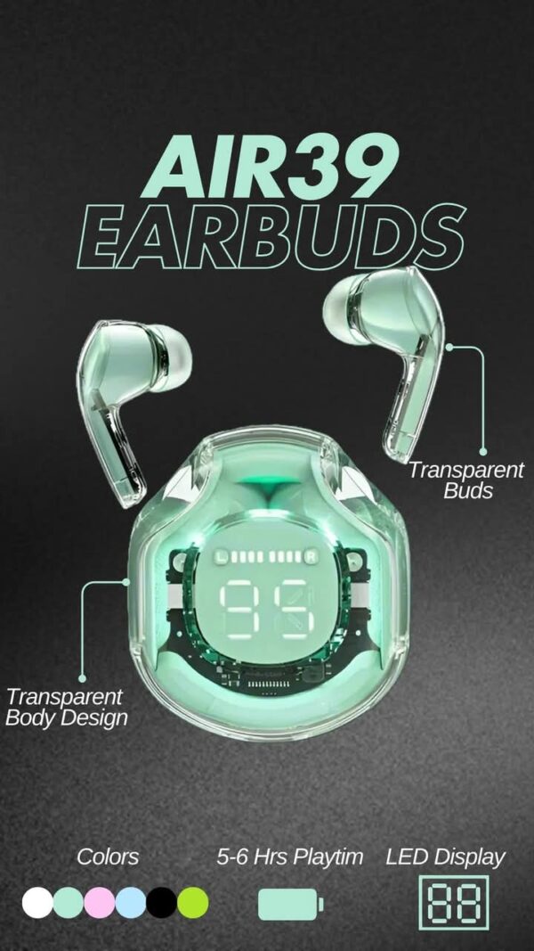 Air 39 Transparent Bluetooth Earbuds | Select to Colors - Image 2