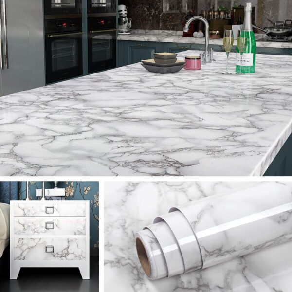 Marble Sheet Sticker | White & Grey - Image 7