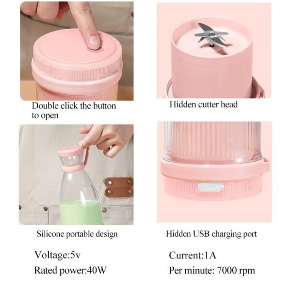 Glass Bottle Portable USB Juicer Rechargeable - Image 4